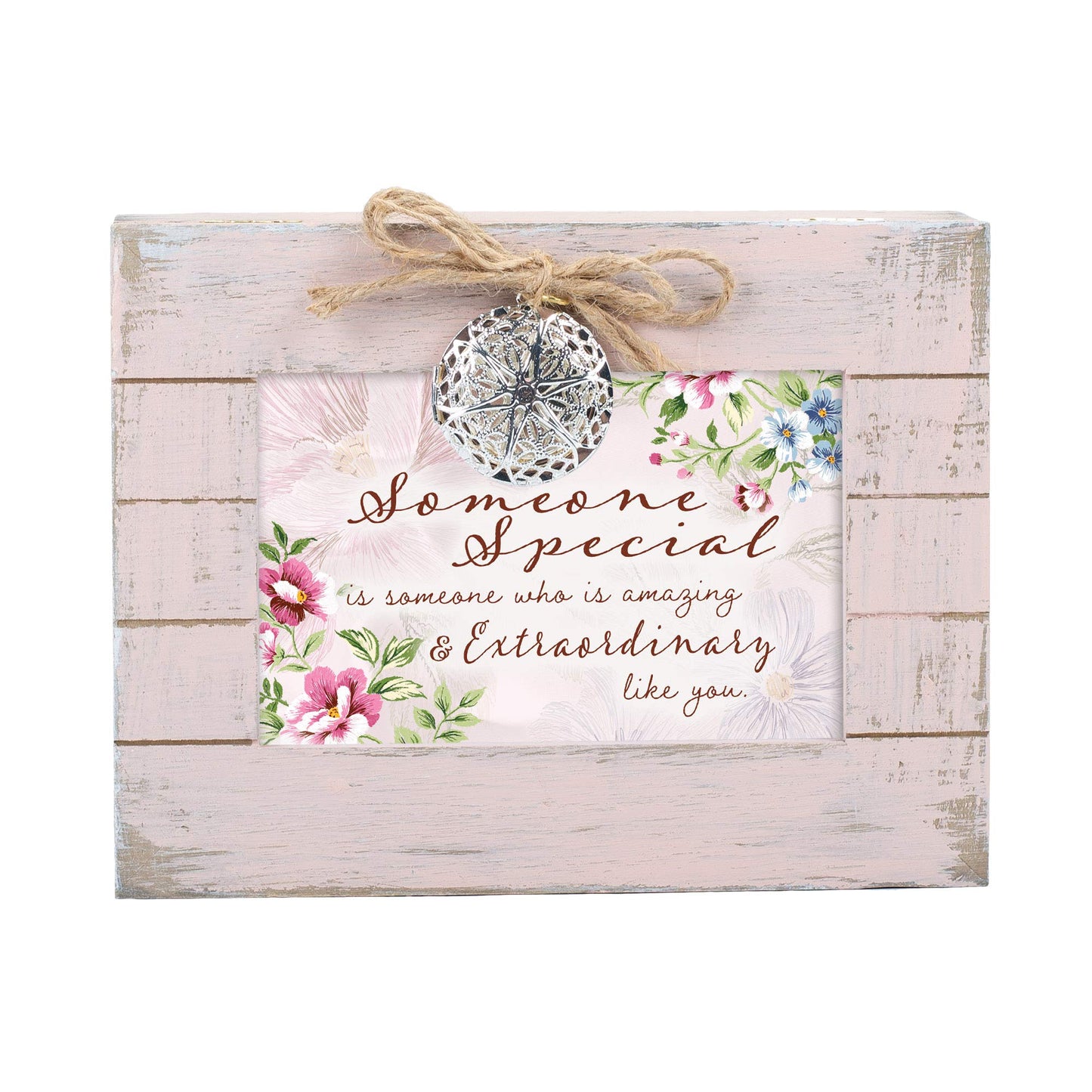 SOMEONE SPECIAL Sentiment Blush Distressed Wood with Locket Music Box : WONDERFUL WORLD Q-GM22867