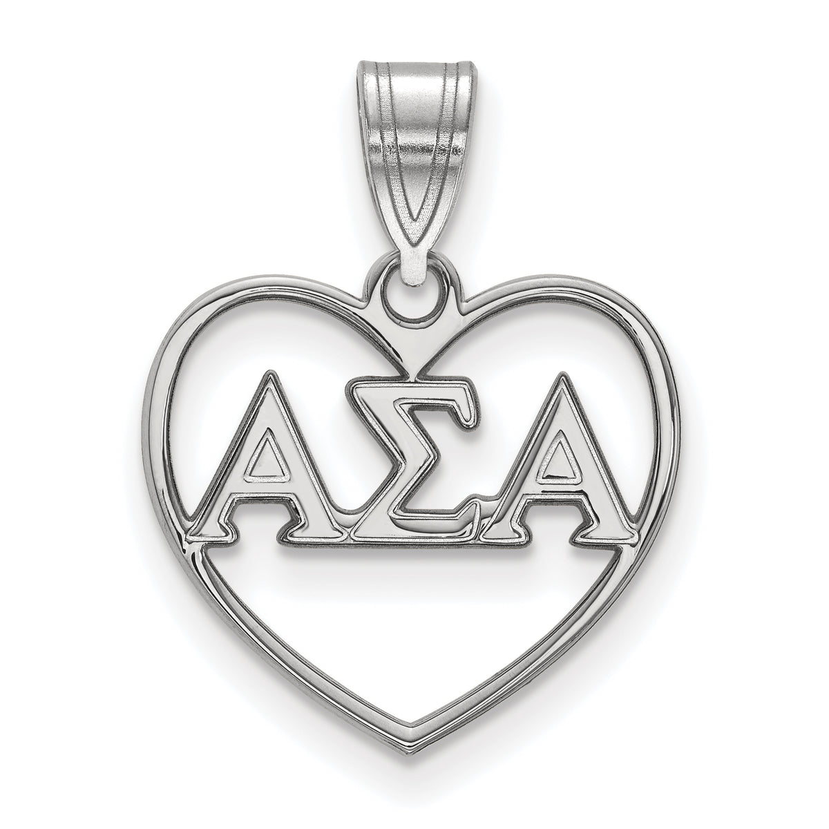LogoArt SS008ASI Sterling Silver Alpha Sigma Alpha Heart Pendant
