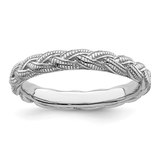 Sterling Silver Stackable Expressions Rhodium-plated Twist Ring Size -5