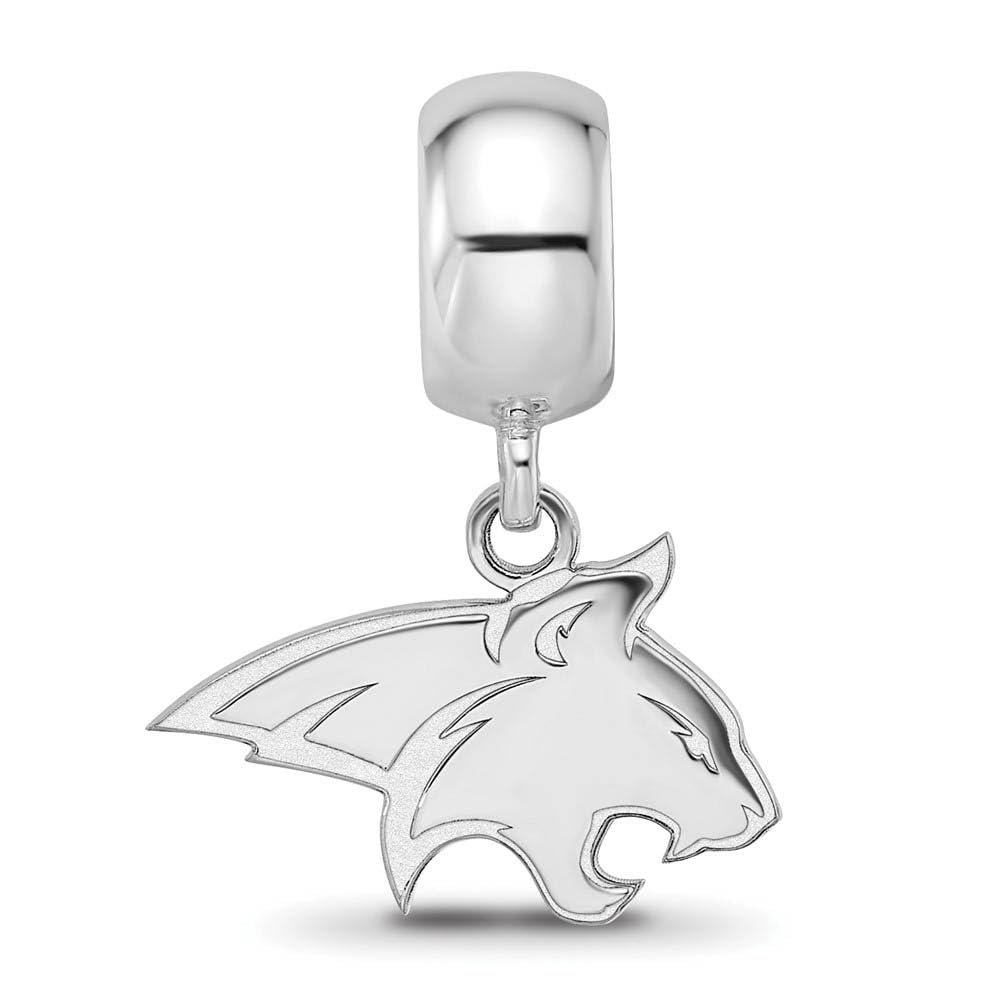 Sterling Silver Rhodium-plated LogoArt Montana State University Bobcat Small Dangle Bead Charm