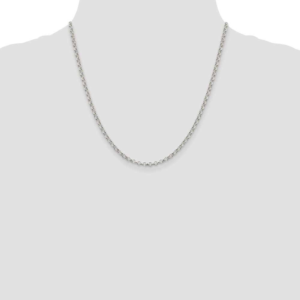 Sterling Silver 3mm Semi-solid Rolo Chain 20 Inches