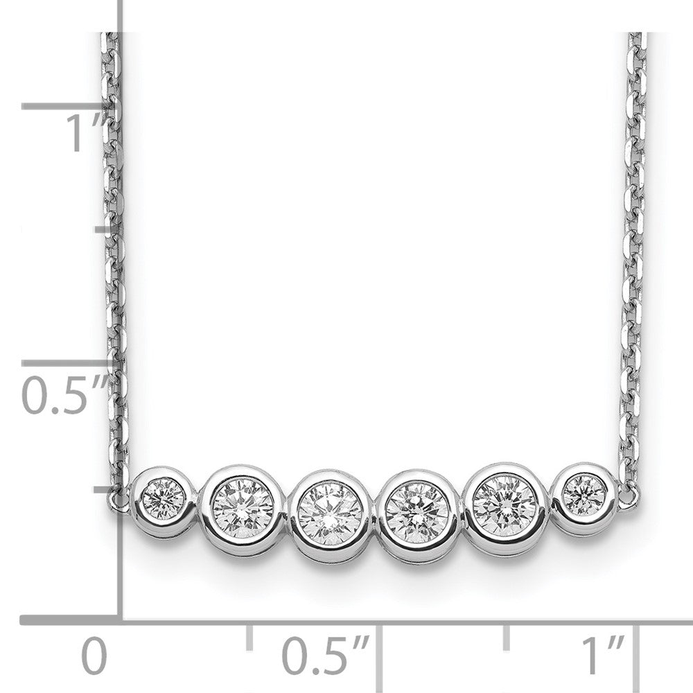 Sterling Shimmer Sterling Silver Rhodium-plated 16 inch 6 Stone CZ Bar Necklace with 2 inch extender 16 Inches