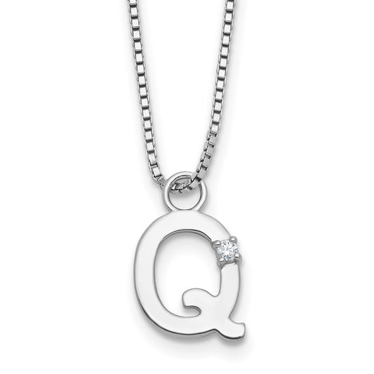 White Ice Sterling Silver Rhodium-plated 18 inch Diamond Letter Q Initial Necklace plus 2 inch Extender 18 Inches