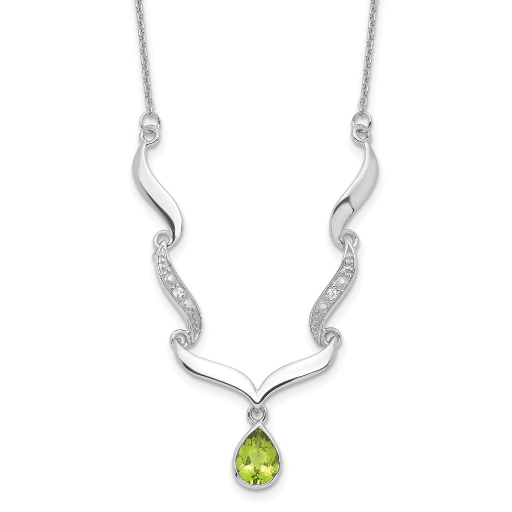 Sterling Silver RH Plated Peridot and White Topaz with 2in. Ext Necklace 18 Inches
