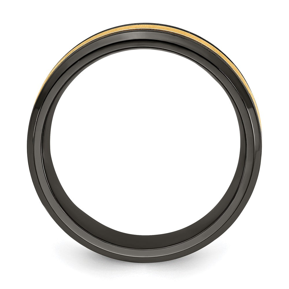 Black Zirconium Brushed & Polished w/Yellow IP-plated Center 8mm Band Size - 8