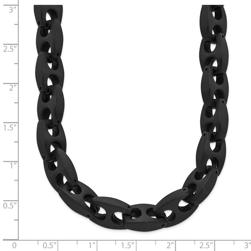 Stainless Steel Brushed Black IP-plated 24in Link Necklace