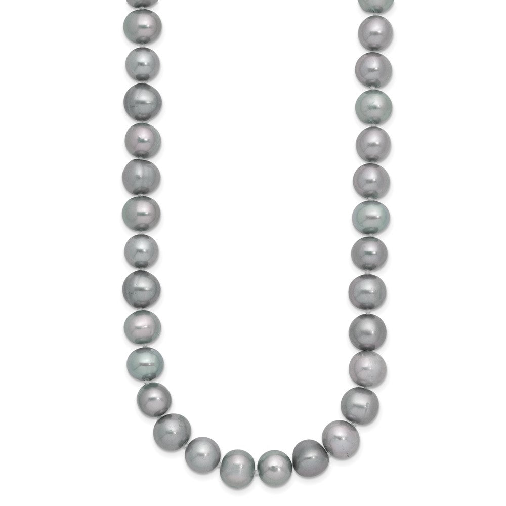 Sterling Silver Rhodium-plated 8-9mm Grey Near-Round Freshwater Cultured Pearl 20 inch Necklace 20 Inches