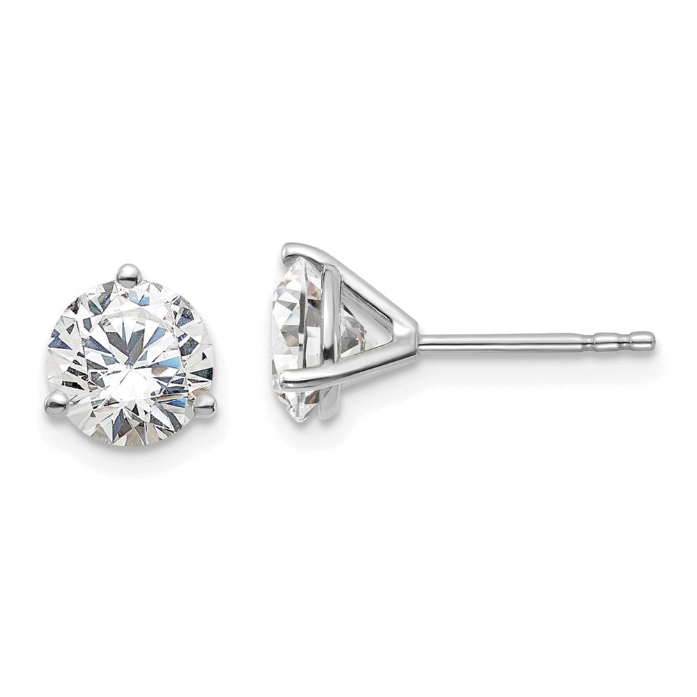 14k White Gold 1 1/2 ctw Lab Grown Diamond VS/SI+ G+ Round 3 Prong Heavy Wt. Stud Earrings
