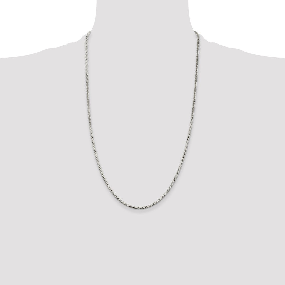 Sterling Silver 2.5mm Flat Rope Chain 26 Inches