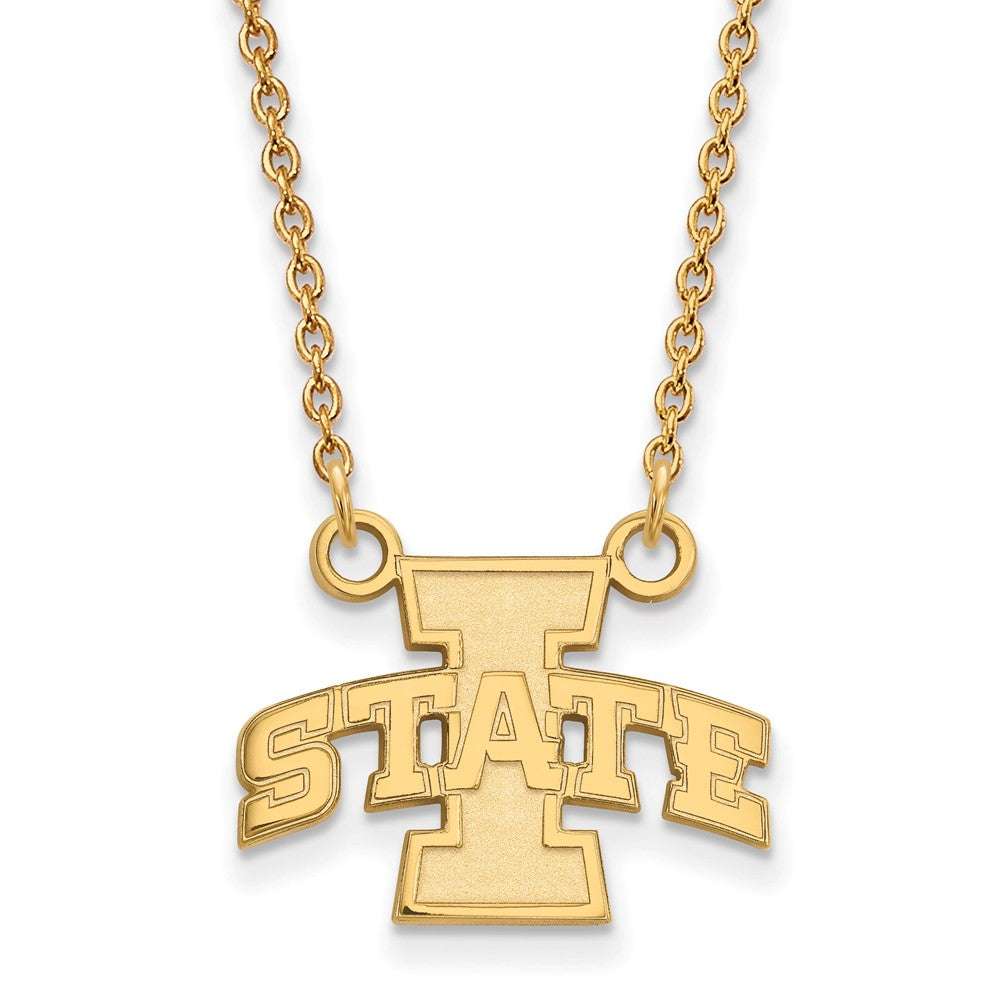 Sterling Silver Gold-plated LogoArt Iowa State University Small Pendant 18 inch Necklace QGP006IAS-18