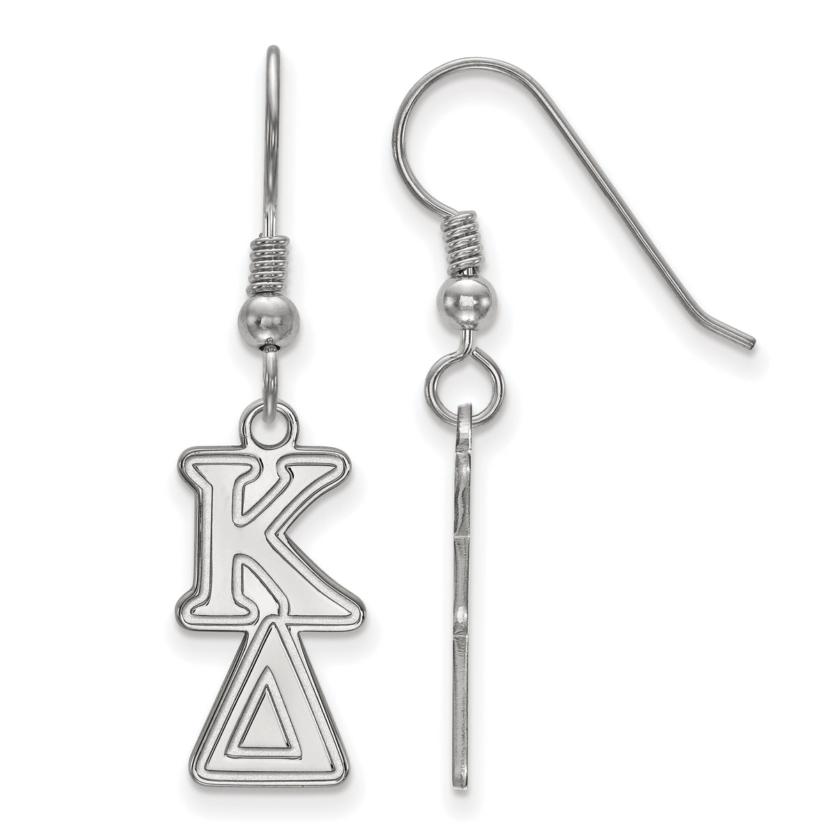 Sterling Silver Official Licensed Greek Sororities Kappa Delta (??) Dangle Medium Earrings