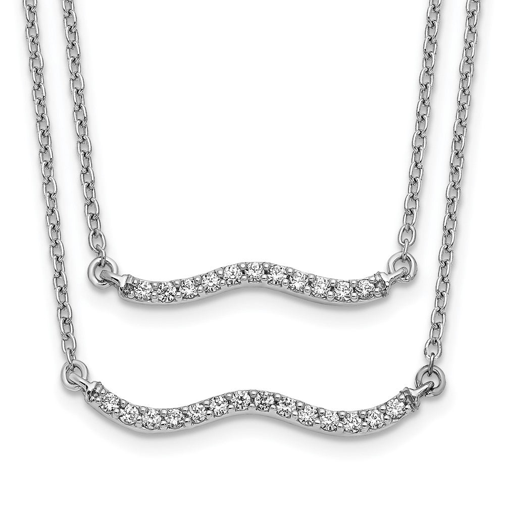 14k White Gold Diamond Double Strand 18 inch Necklace