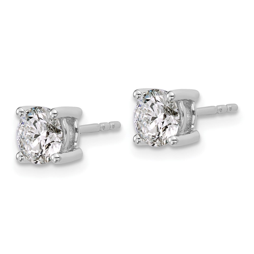 14k White Gold 1 1/2 ctw Certified Lab Grown Diamond VS+ F+ Round 4 Prong Heavy Wt. Stud Earrings