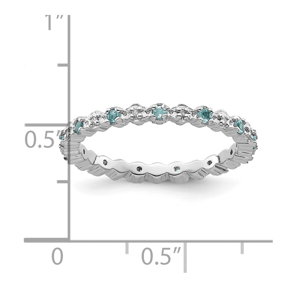 Sterling Silver Stackable Expressions Blue Topaz & Diamond Ring Size -6