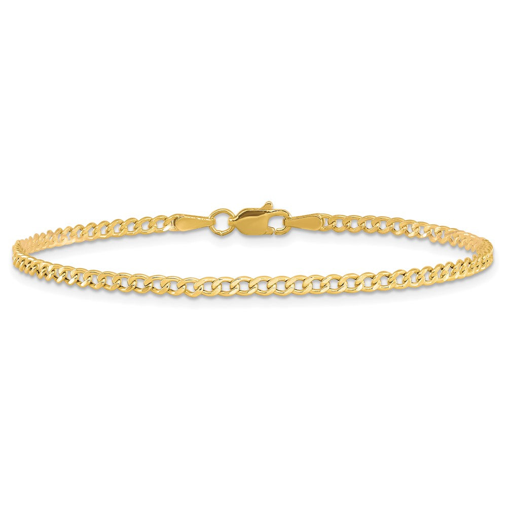 10k 2.5mm CUT Semi-Solid Curb Length= 6 Inch Lobster Clasp