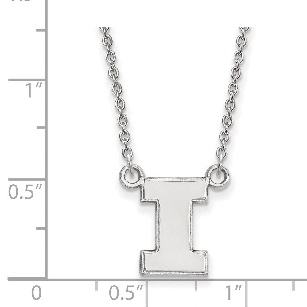 Sterling Silver Official Licensed Collegiate 18in University of Illinois (UI) Small Pendant w/Necklace