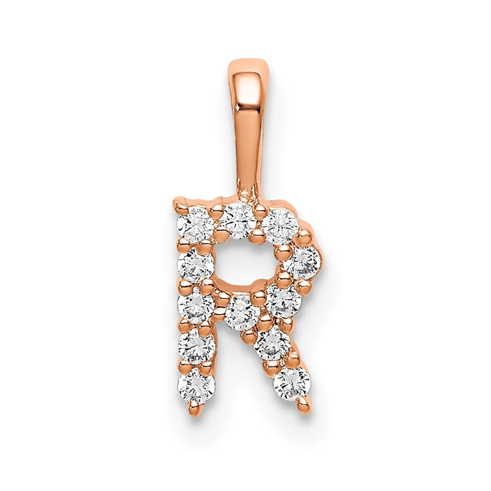 14KR Small Initial R Diamond Pendant