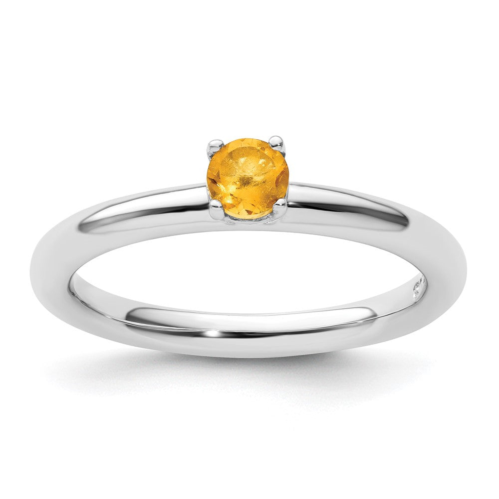 Sterling Silver Stackable Expressions Rhodium Citrine Ring