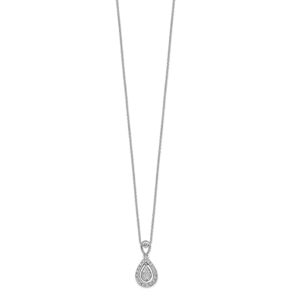 14k White Gold 1/5 carat Lab Grown Diamond VS/SI+ G+ 18 inch Teardrop Pendant Necklace