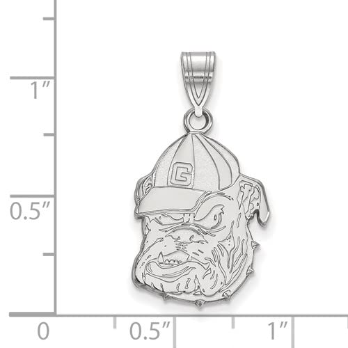 Sterling Silver Rhodium-plated LogoArt University of Georgia Bulldog Medium Pendant QSS045UGA