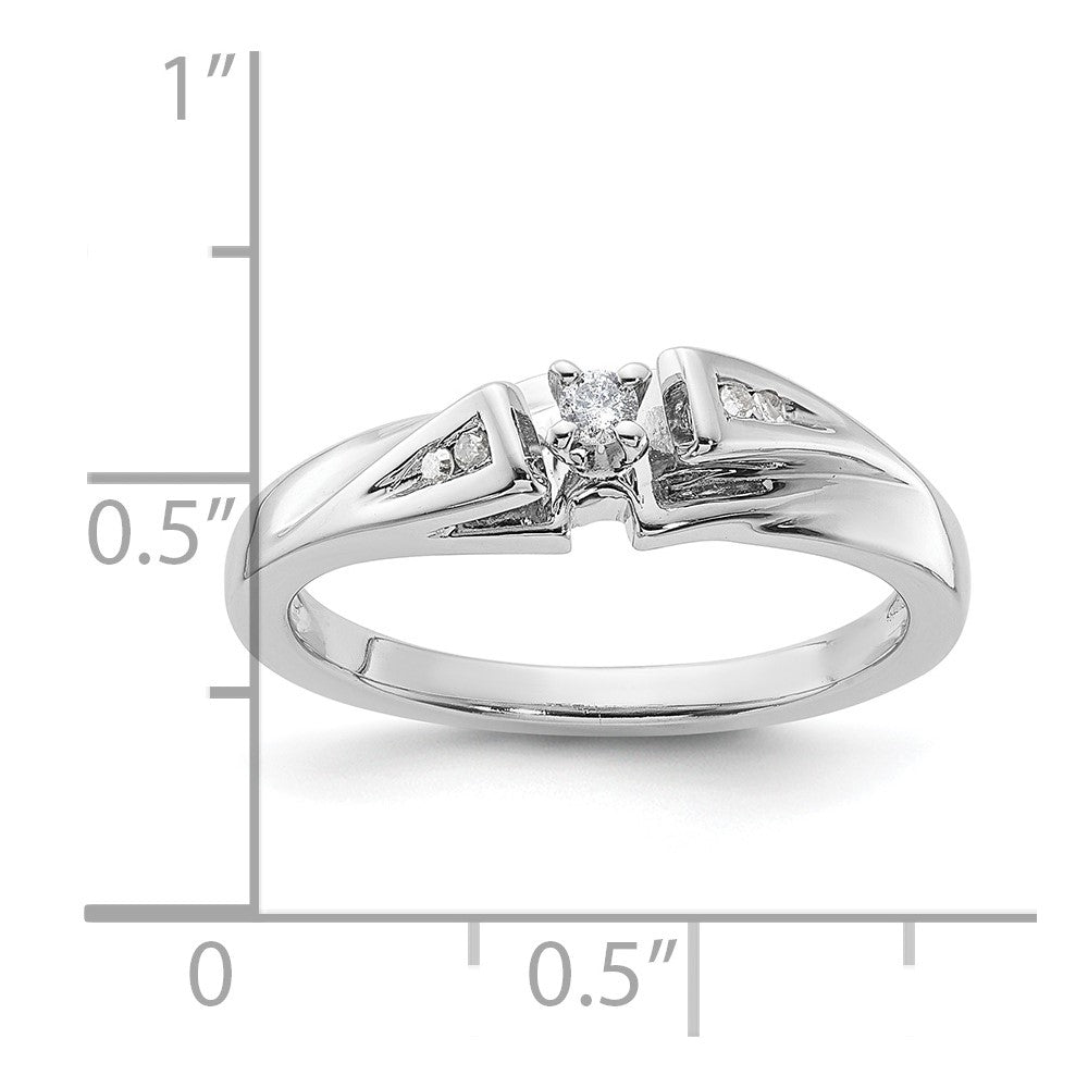 Sterling Silver Polished & Curved Diamond Promise Ring
