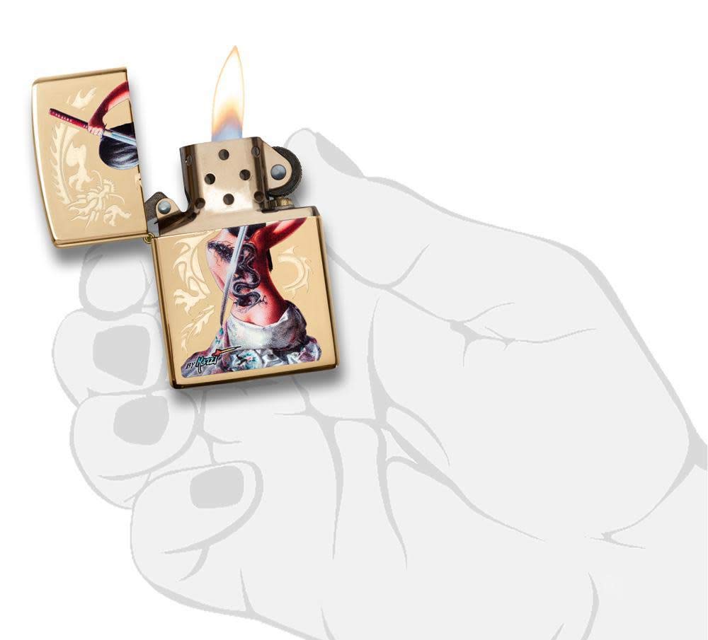 Zippo Mazzi Dragon Girl High Polish Brass Pocket Lighter