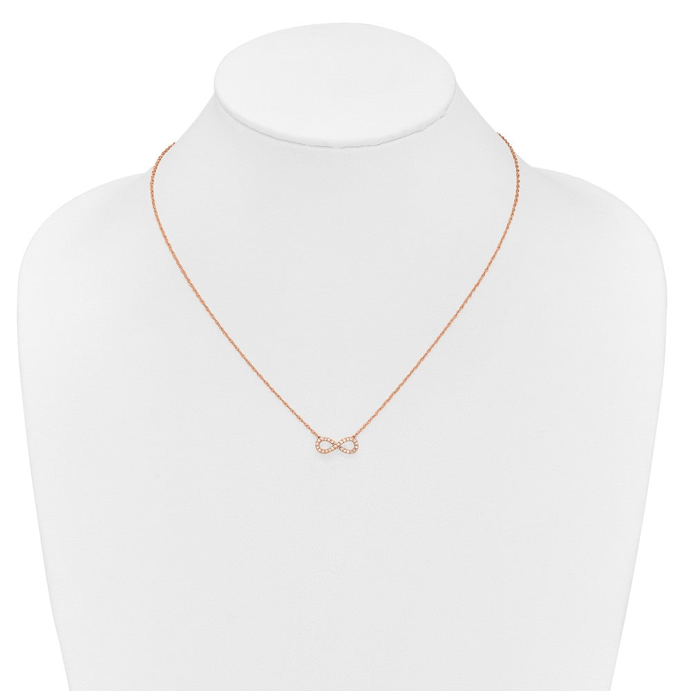 10k Rose Gold Polished Diamond Infinity Symbol 18 inch Necklace