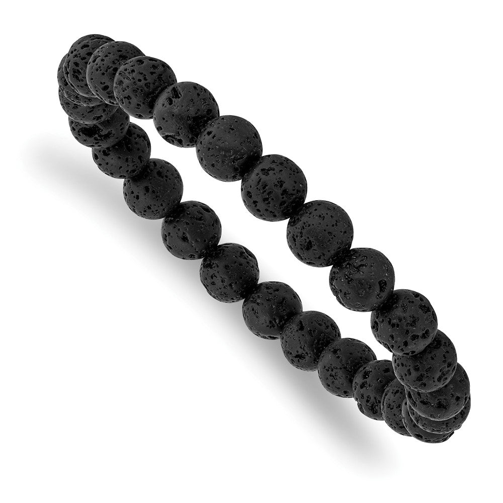 Volcanic Rock Agate Beaded Stretch Bracelet 6.75 inches