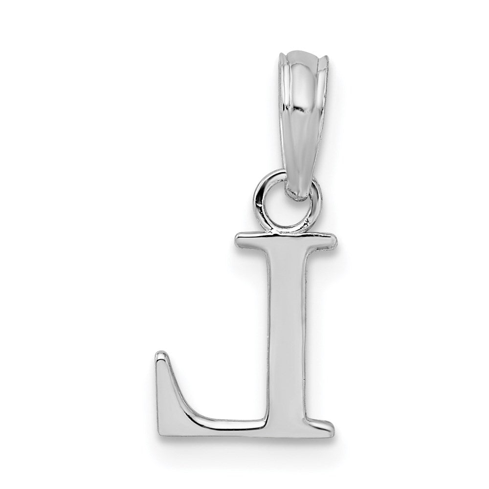 Sterling Silver Rhodium-plated Polished Block Initial -L- Pendant