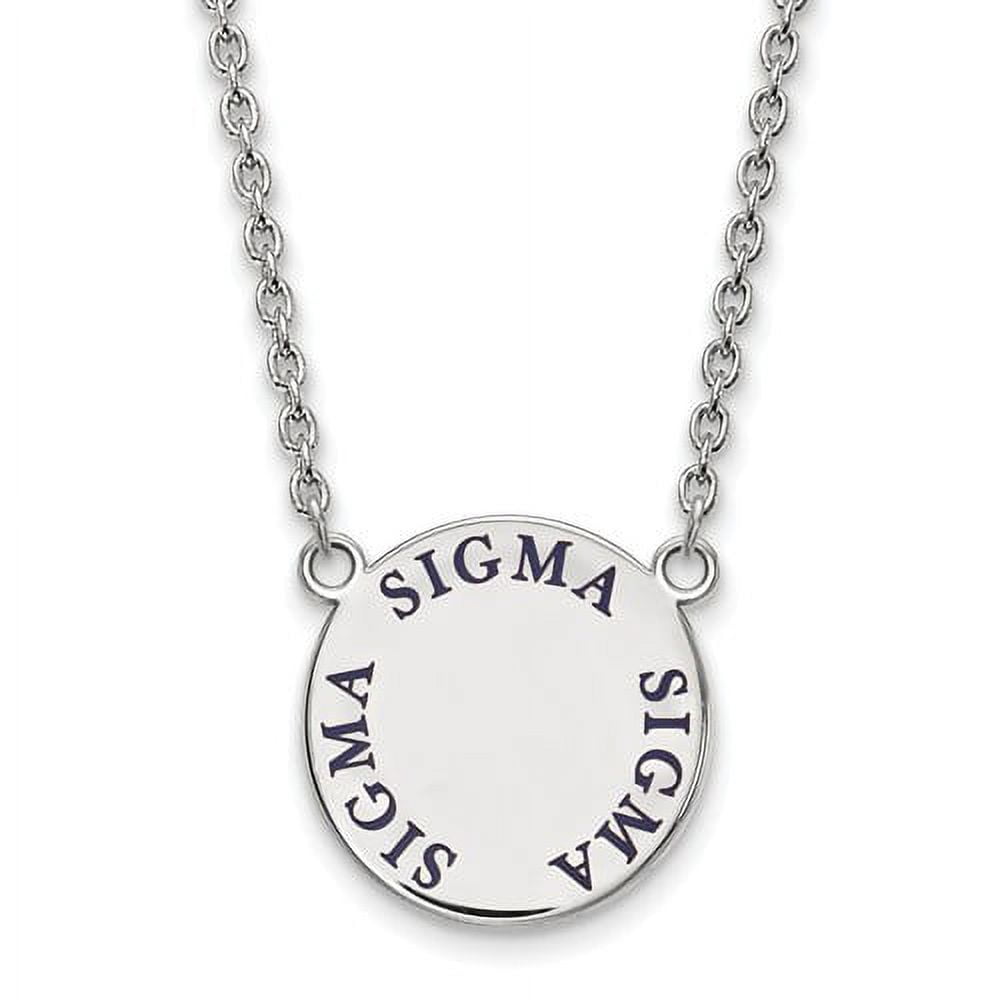 Sterling Silver 18in Official Licensed Greek Sororities Sigma Sigma Sigma (???) Small Enamel Pendant w/Necklace