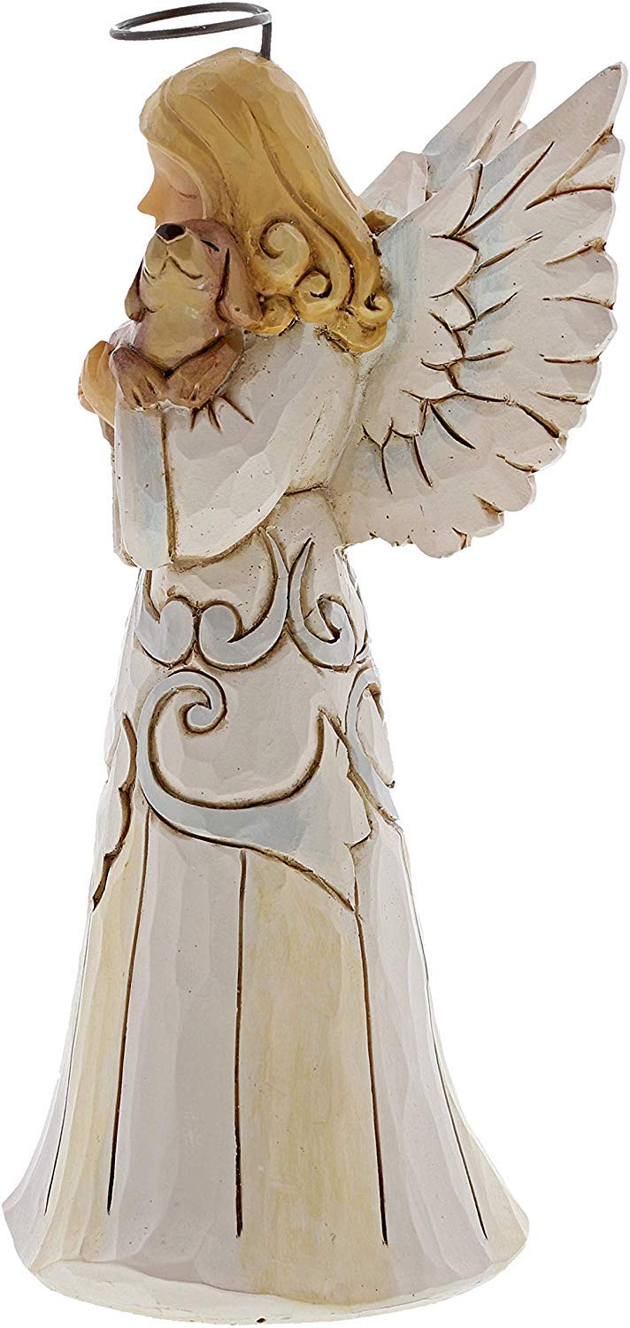 Enesco Jim Shore Heartwood Creek White Farmhouse Angel with Dog