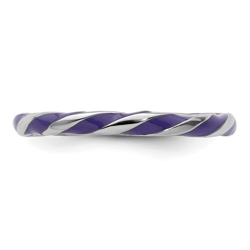 Sterling Silver Stackable Expressions Twisted Purple Enameled Ring Size -8