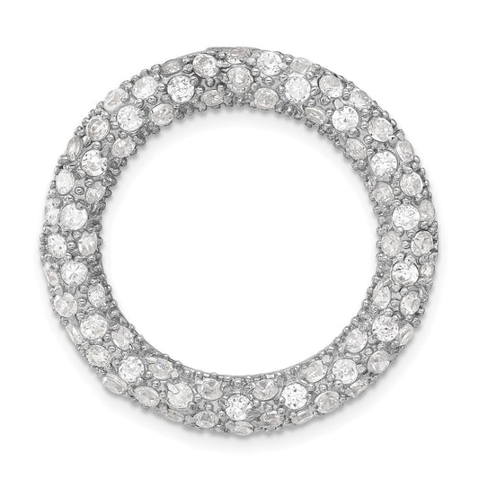 Sterling Silver CZ Circle Chain Slide Pendant