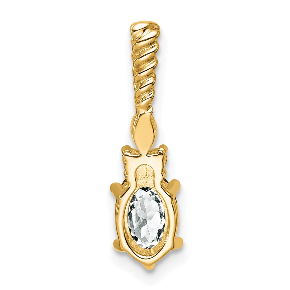 14K Polished Diamond and White Topaz Twisted Chain Slide