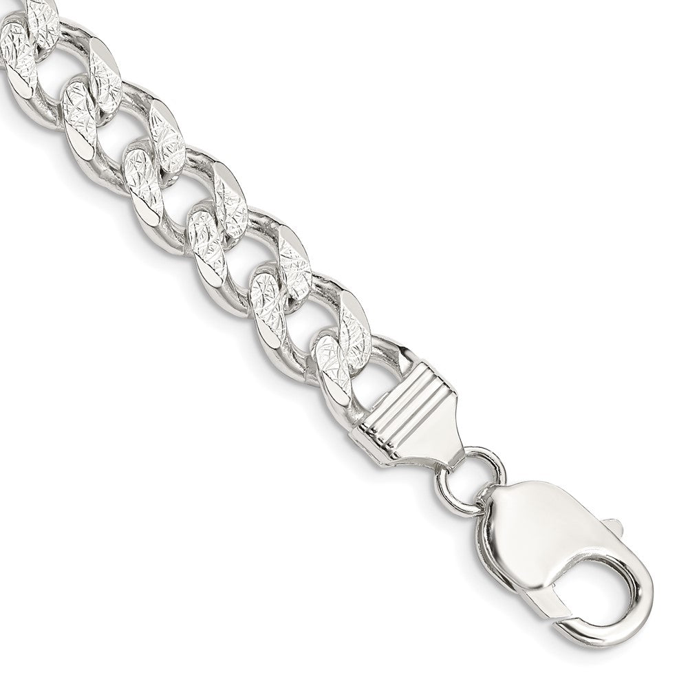 Sterling Silver 9.3mm Pav‚ Curb Chain 8 inches