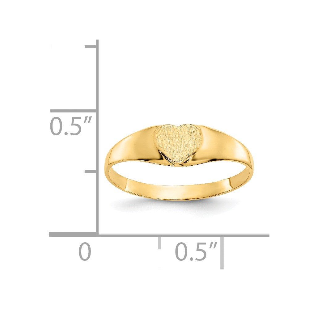 14k Satin Baby Heart Signet Ring Size 3
