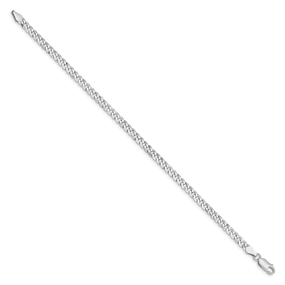 Sterling Silver Rhodium-plated 4mm Beveled Curb Chain 7 inches