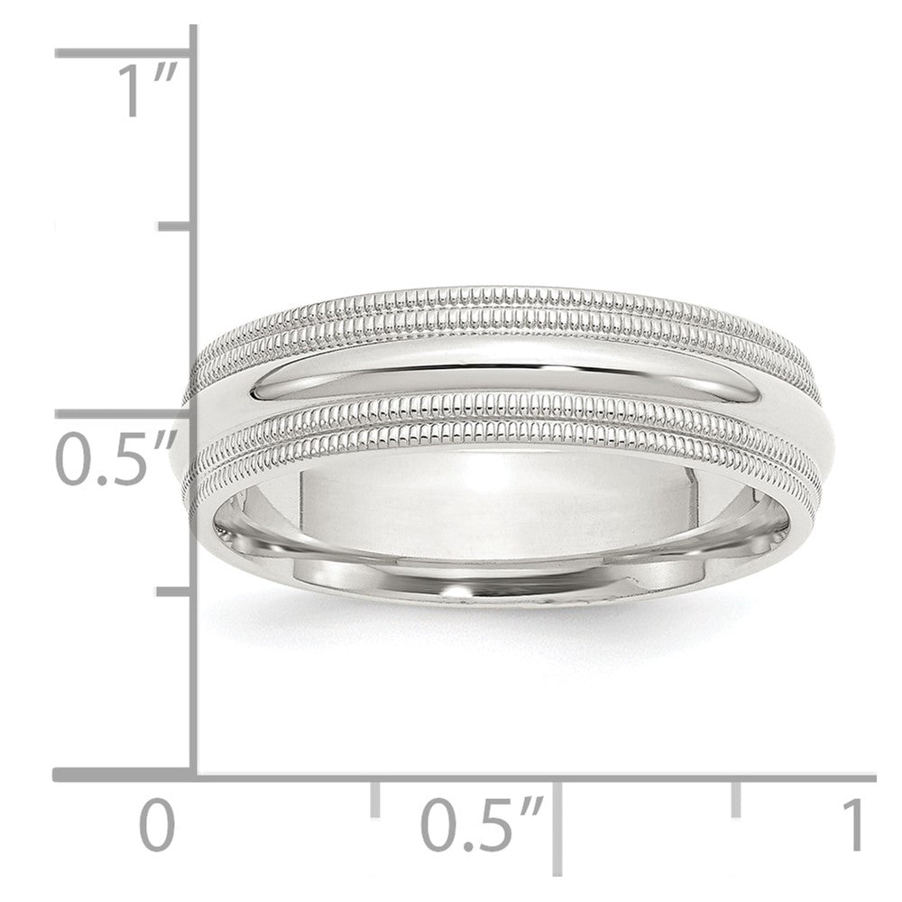 Sterling Silver 6mm Comfort Fit Double Milgrain Size 6 Band