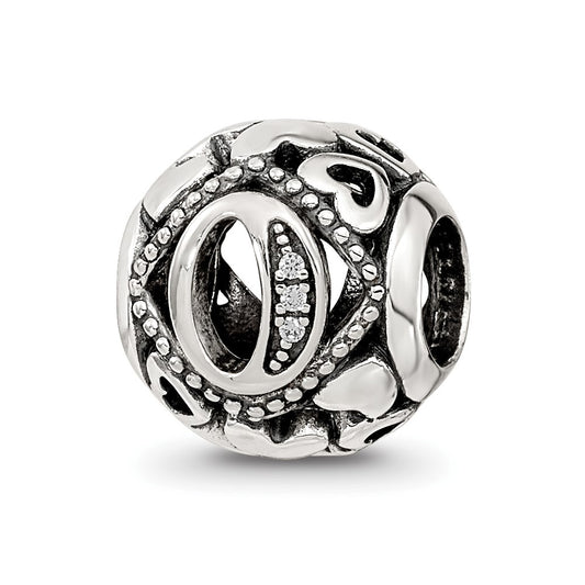 Sterling Silver Reflections CZ Letter O Bead