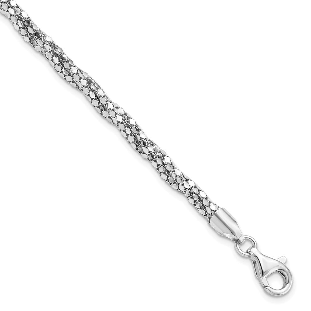 Sterling Silver Polished Mesh Bracelet 7.5  inches