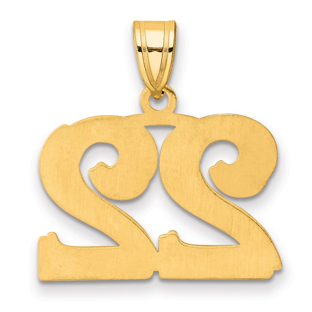 14k Polished Etched Number 22 Pendant