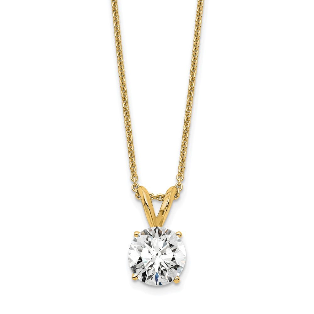 14k 1 carat Certified Lab Grown Diamond VS+ F+ Round Complete Four Prong 18 inch Solitaire Pendant Necklace
