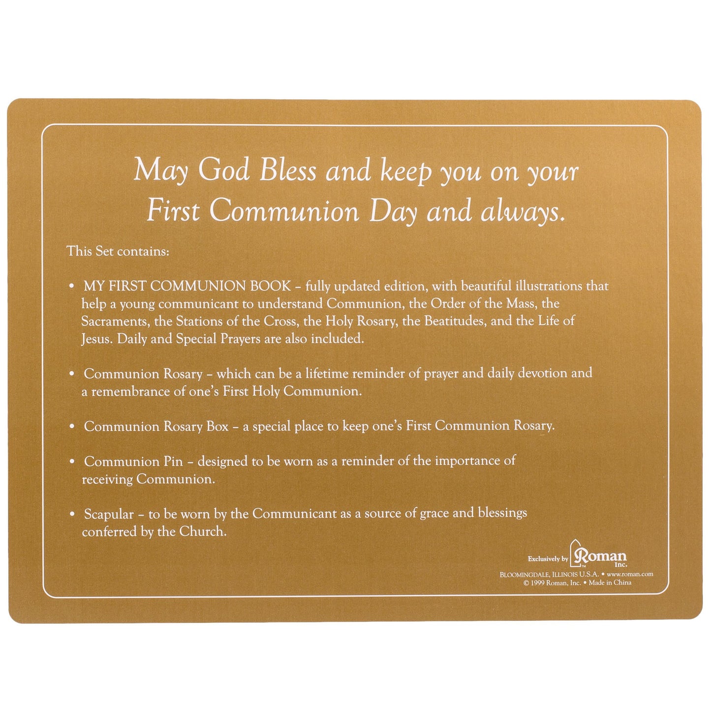 First Holy Communion Boy Missal, Rosary, Box and Lapel Pin 4 Piece Boxed Gift Set