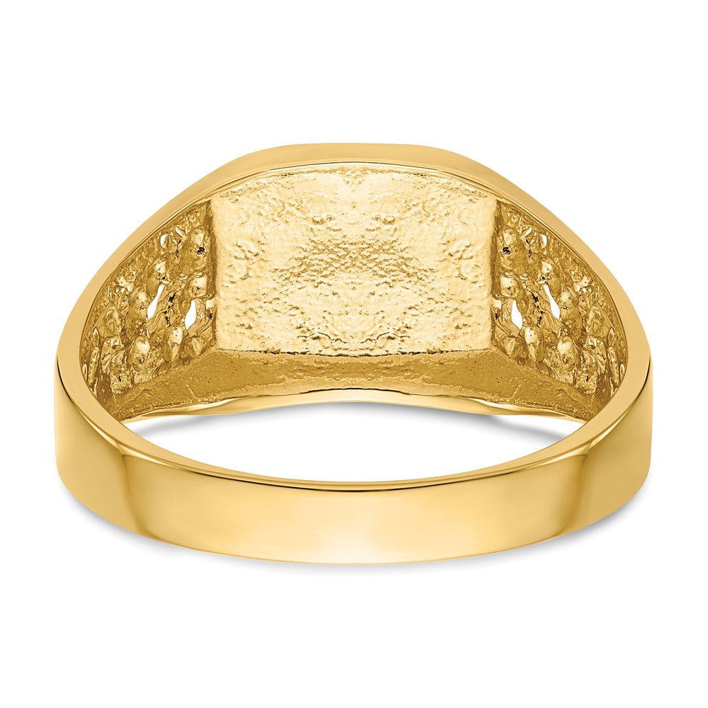 14k 9.0x10.5mm Open Back Men's Signet Ring Size 9