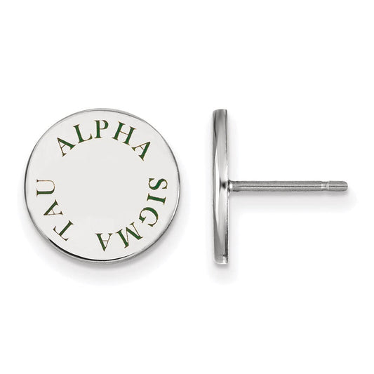 Sterling Silver Official Licensed Greek Sororities Alpha Sigma Tau (???) Enameled Post Earrings