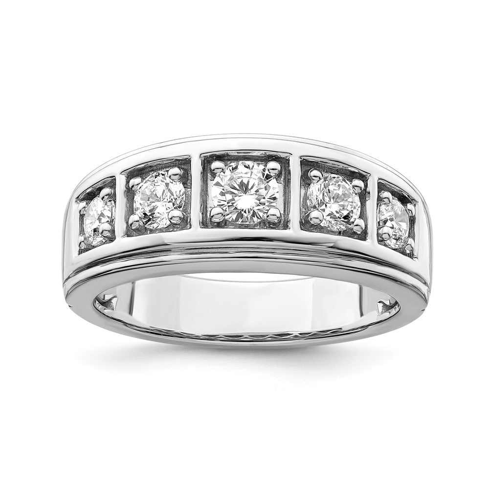 Sterling Silver GP CZ Men's 5-stone Ring
