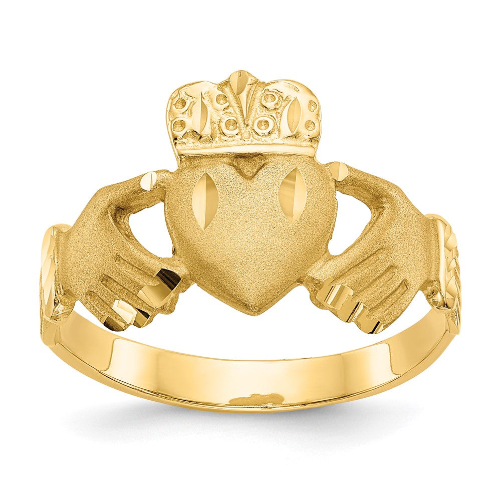 14K Diamond-cut Claddagh Ring Size 10