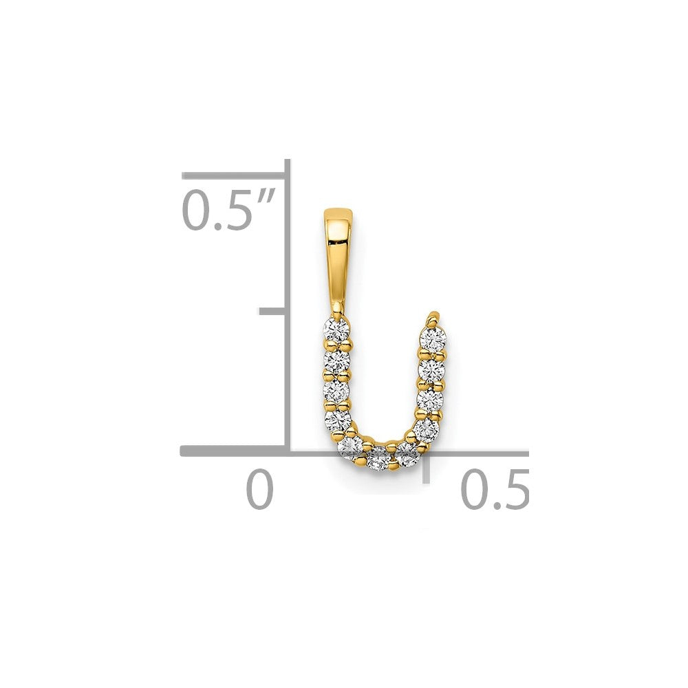 14k 1/8 carat Lab Grown Diamond VS/SI+ G+ Letter U Initial Pendant