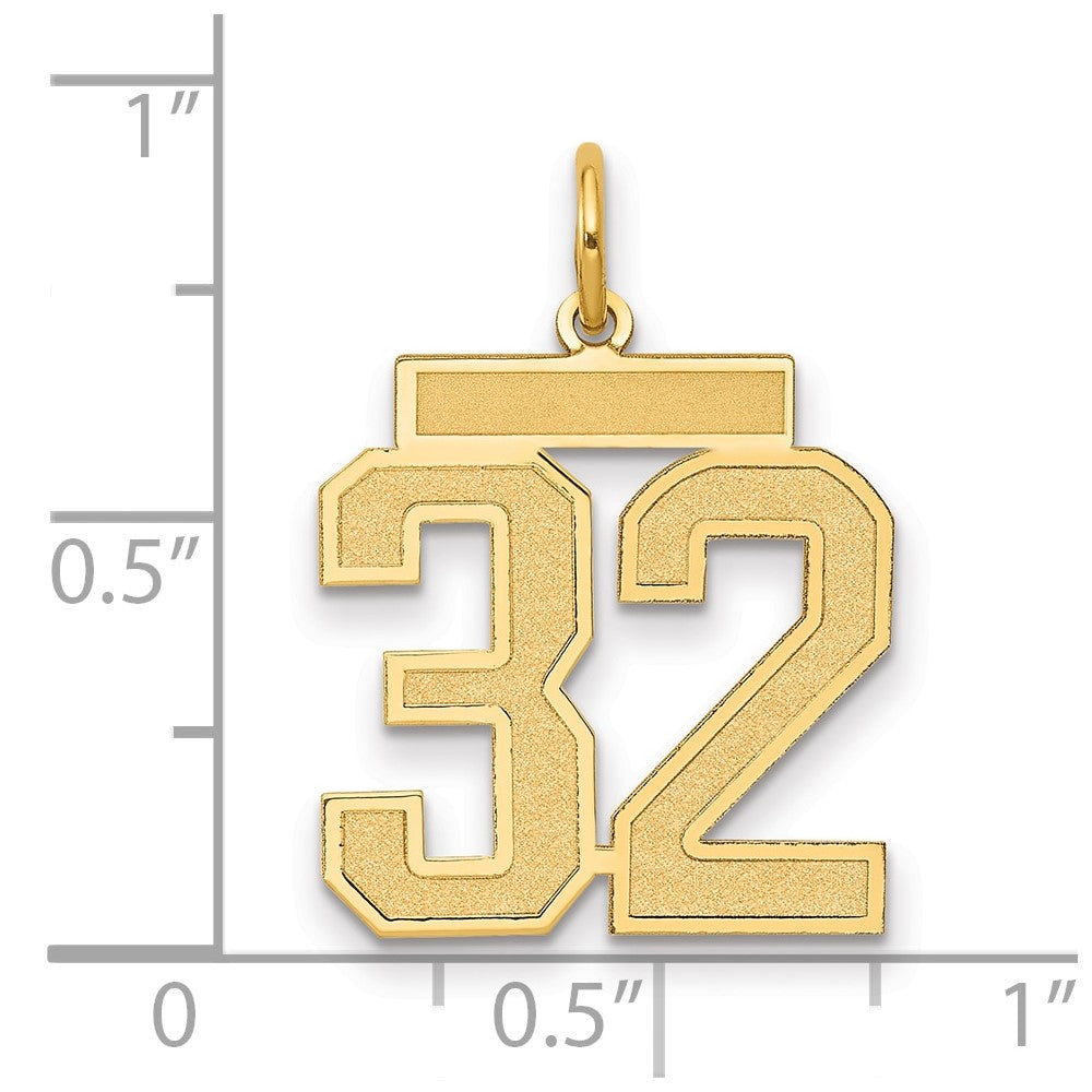 14k Medium Satin Number 32 Charm