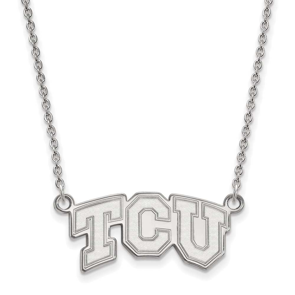 LogoArt Sterling Silver Texas Christian University Small Pendant Necklace